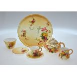 A Royal Worcester blush ground bachelor's tea service and circular tray c.1899 Condition Report