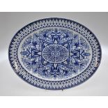 Meir & Son - a Victorian blue & white oval meat plate, Indian Star pattern,