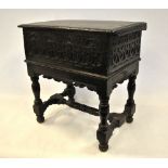 A part 17th century oak Bible box,