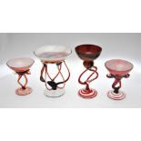 Four red Murano glass tazzas, 14.5 - 21.5 cm high (4) Condition Report All good condition - no chips