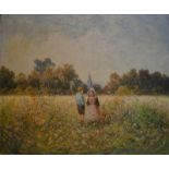 Cavalli - Children in a flower meadow, oil on canvas, signed lower right,