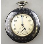 A silver and niello-decorated slimline pocket watch with 17-jewel movement, Rode Watch Co.