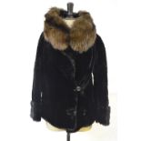 A 1930's vintage moleskin fur jacket with heightened brown sable fur collar and cuffed sleeves, with