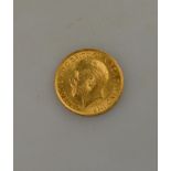 An Edwardian gold sovereign,