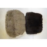 A silk lined sable large fur muff and a grey squirrel silk lined muff, a squirrel fur stole, a