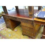 A late 19th century mahogany partners desk,