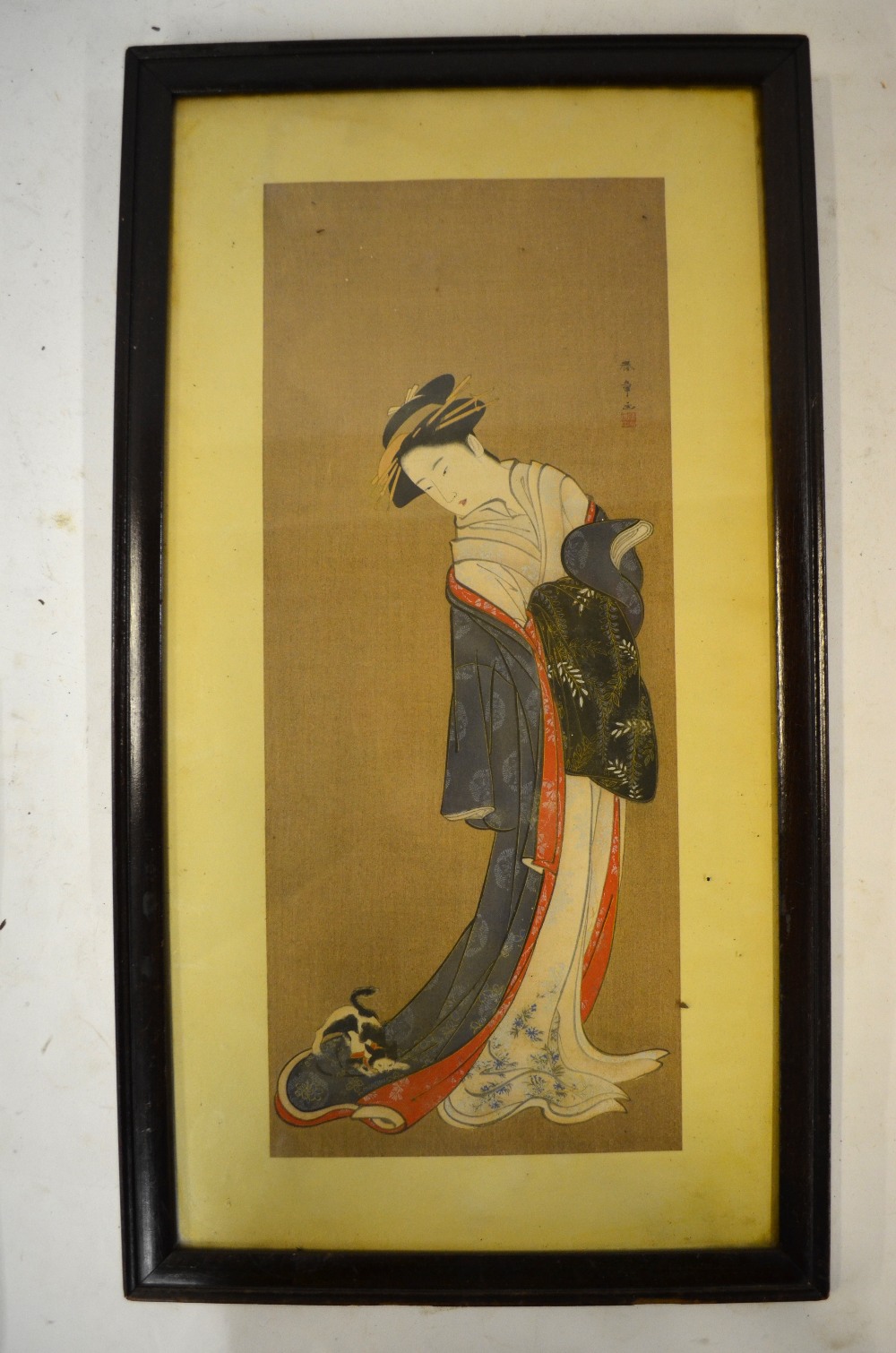 Five Japanese woodcut prints of figures to/w a Chinese story of silk (6) - Image 5 of 6