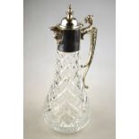 A hobnail-cut glass claret jug with silver collar, cover and handle, Roberts & Belk Ltd.