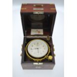 Ulysse Nardin, Lock, Switzerland, a 1950s mahogany cased marine chronometer with a gimble frame, no.