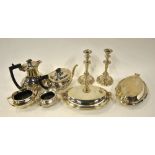 A four-piece electroplated half-reeded tea/coffee service,
