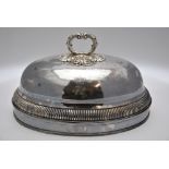 A 19th century Old Sheffield Plate large oval meat dome by Matthew Boulton, with foliate-cast handle