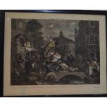 After Hogarth - A set of four political engravings plates I to IV - An Election Entertainmnet,