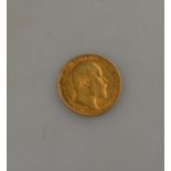 An Edwardian gold sovereign,