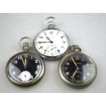 Three 'General Service Time Piece' pocket watches with War Department stamps (all a/f)