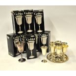 A set of nine 18 cm electroplated wine goblets (8 boxed),