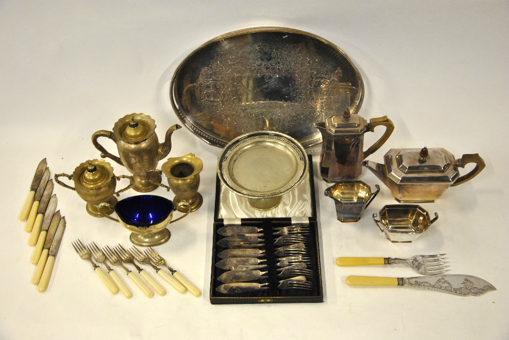 A Romney plate four-piece tea service with hot water jug,