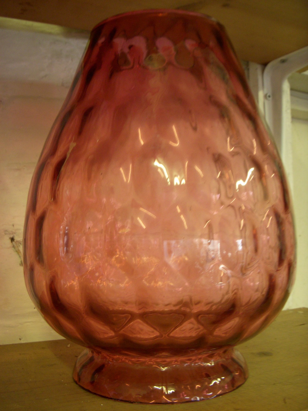 Victorian cranberry glass shade 11½ inches tall.