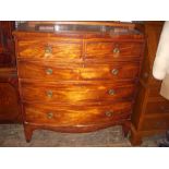 Victorian mahogany bow-fronted chest of five drawers.
