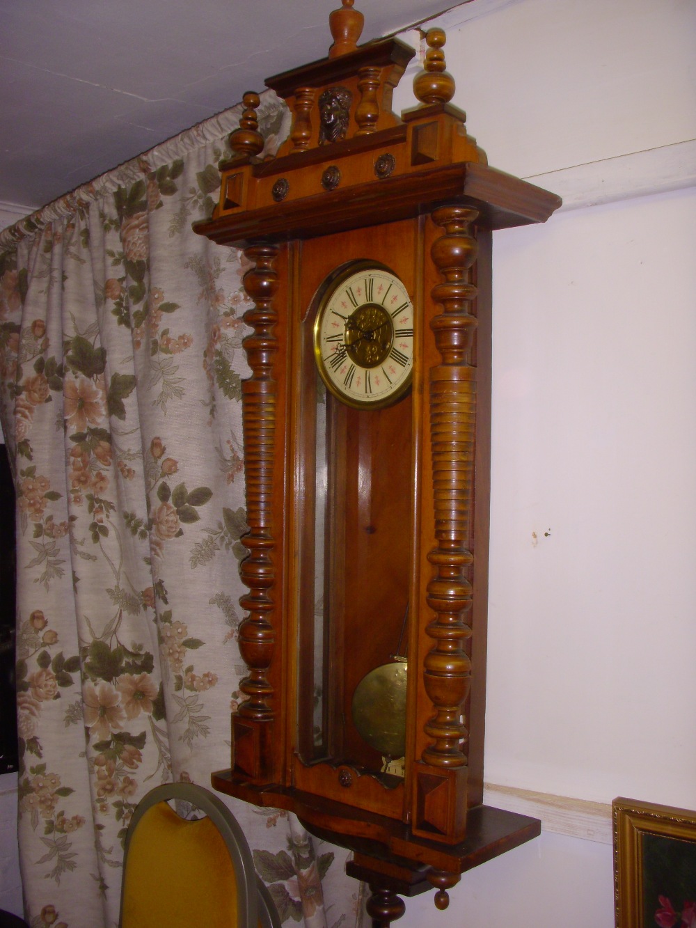 19th Century German walnut Vienna wall clock.