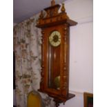 19th Century German walnut Vienna wall clock.