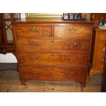 Georgian oak chest of five drawers, 42ins wide x 41ins tall.