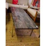 1960’s stylish marble rectangular coffee table with metal base.