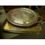 Silver-plated trays, oval and rectangular. (2)