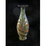 Royal Doulton stoneware vase, beaded decoration, 10.75ins tall.