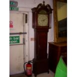 Georgian oak longcase clock, arched painted dial, signed Benj. Edwards Knowle, eight-day movement