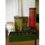 Wills Woodbine dominoes and tin; ephemera tins.(7)