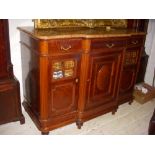 French 19th Century walnut credenza with pink marble top.