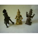 Three 19th Century oriental bronze deities.