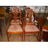 Set of two carver and two single Hepplewhite-style chairs.