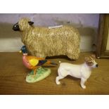 Beswick sheep, pheasant and Jack Russell dog. (3)