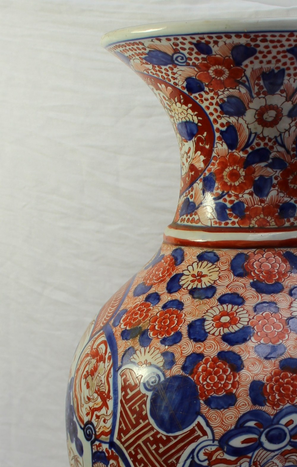 A large 19th century Japanese Imari porcelain baluster vase, decorated with prunus blossom and - Image 4 of 6