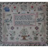 A mid 19th century sampler, profusely de