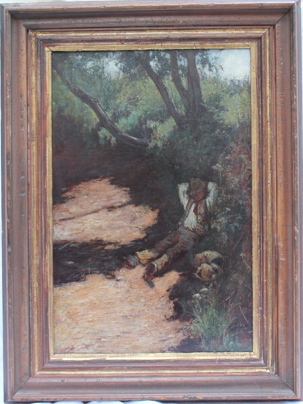 John White
A boy and a dog sleeping in a lane
Oil on canvas
52 x 34cm CONDITION REPORT: the painting - Image 2 of 4