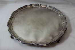 A George VI silver salver with a shaped