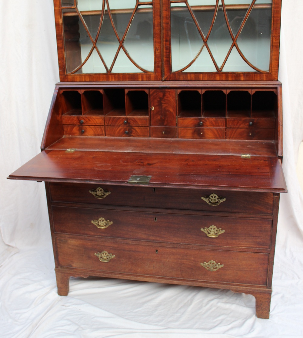 A George III mahogany bureau bookcase, t - Image 4 of 4