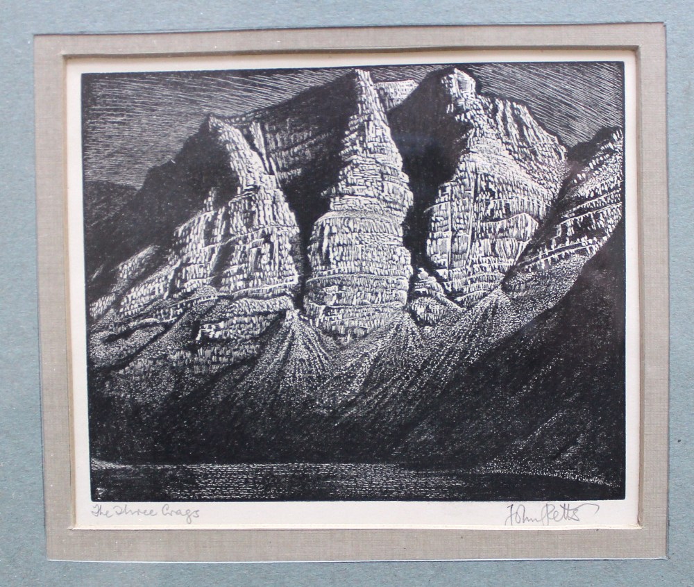 After John Petts The Three Crags An etching Signed and inscribed in pencil to the margin 10 x 12. - Image 2 of 4