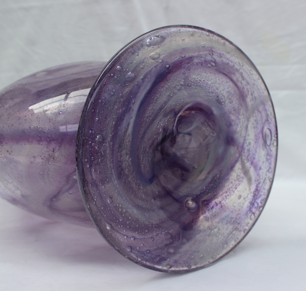 A Schneider Art glass vase, with purple swirling and bubble decoration, stencilled mark, 45cm - Image 5 of 5