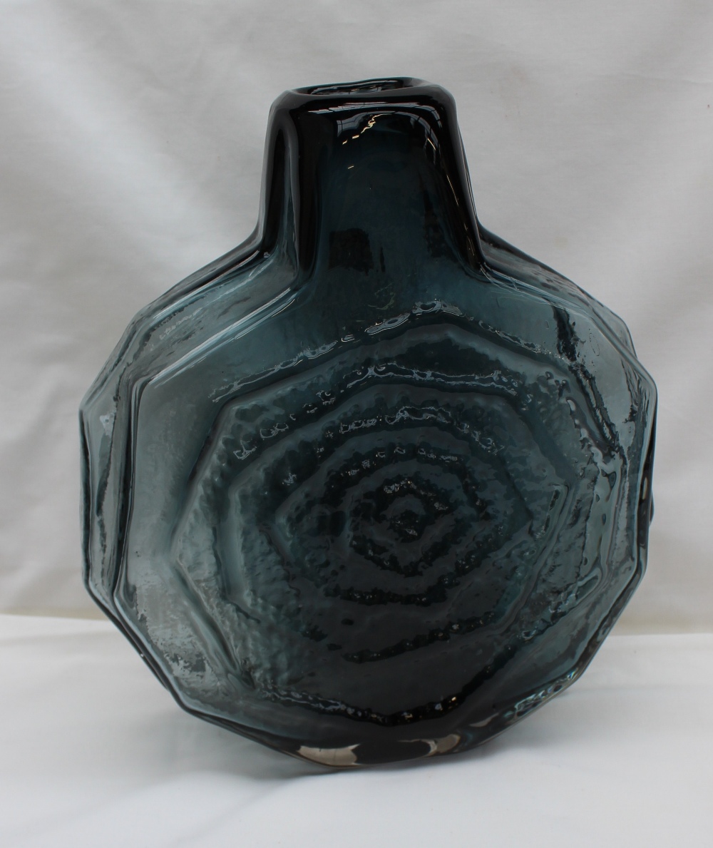 A Whitefriars glass textured `banjo` vase designed by Geoffrey Baxter
 CONDITION REPORT: some