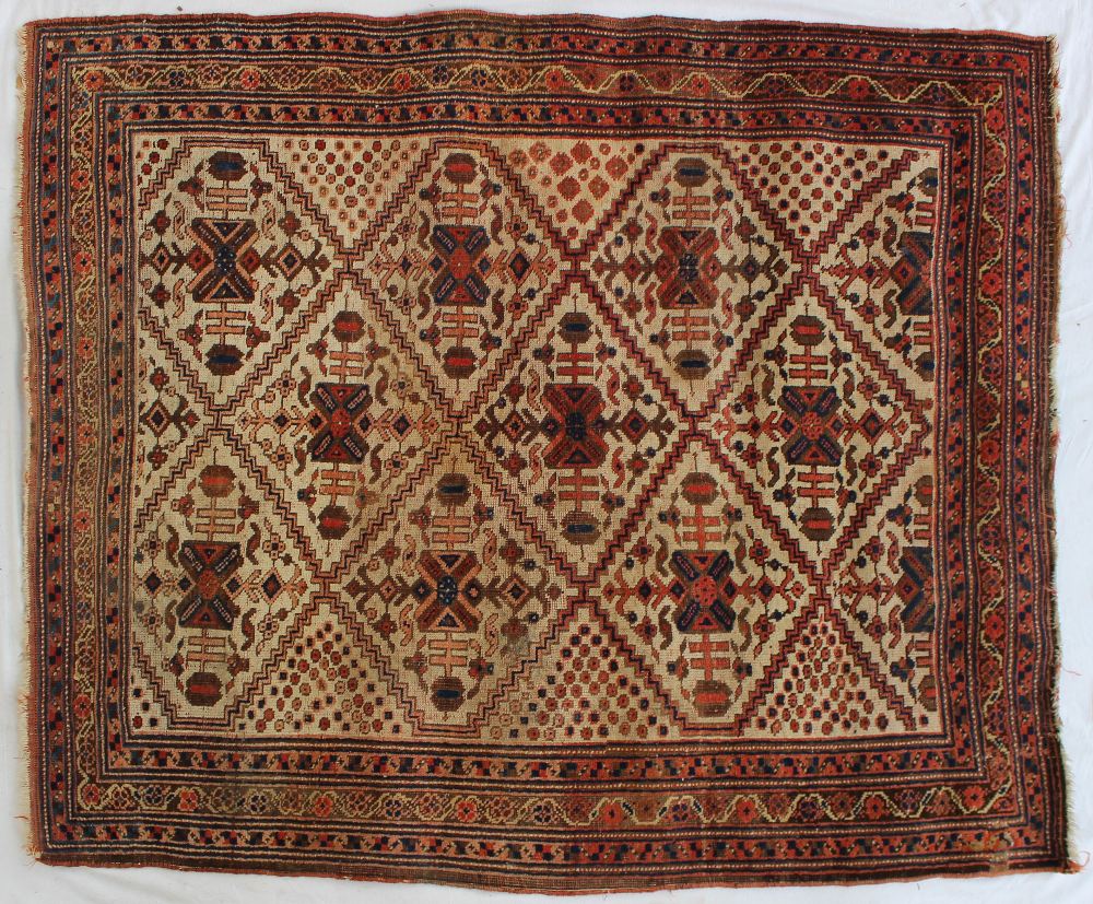 A small cream ground rug, with a central - Image 2 of 3