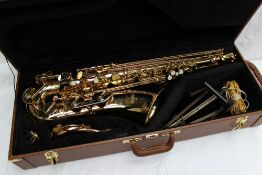 An Arbiter pro Sound lacquered brass sax