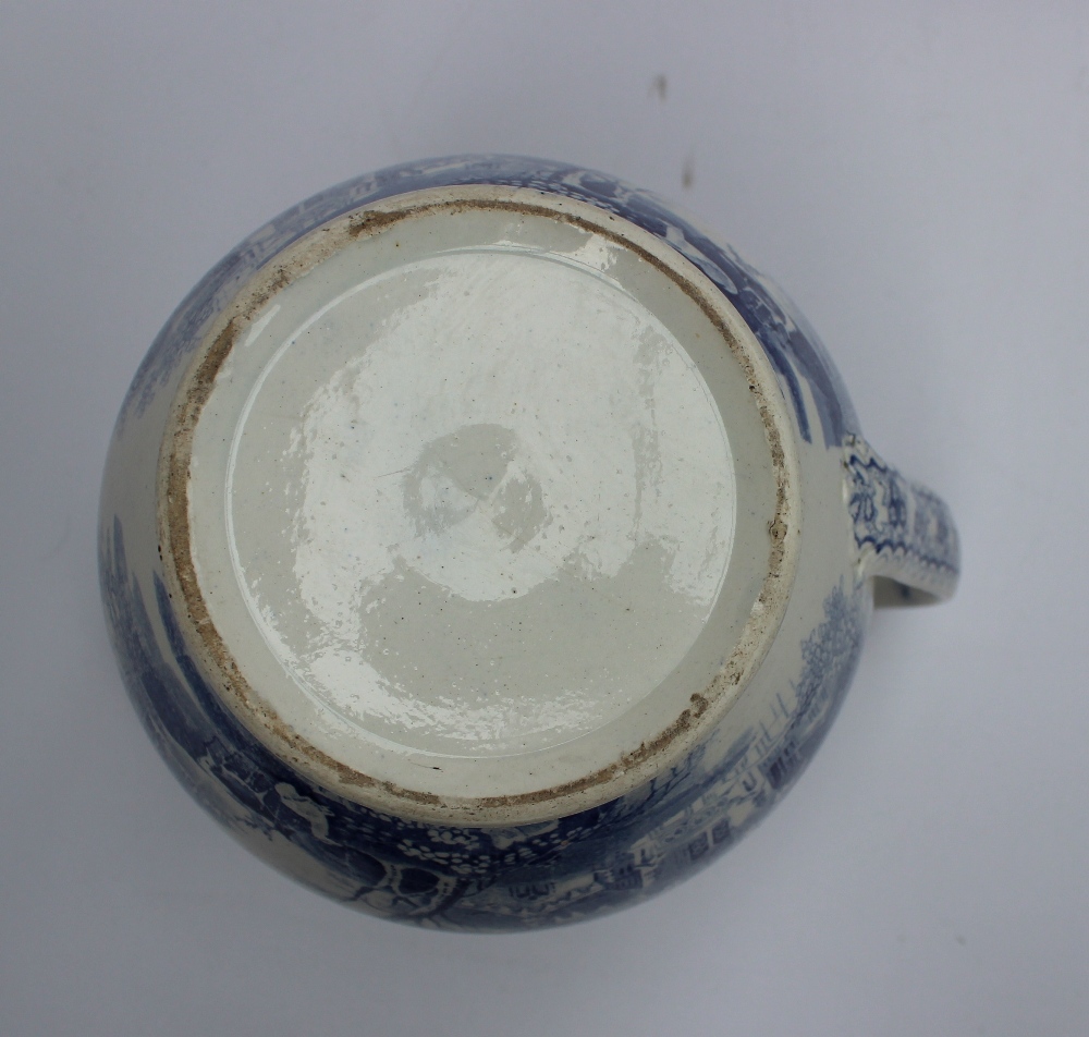 A South Wales Pottery blue and white jug transfer decorated with a chateau in a landscape, impressed - Image 10 of 10