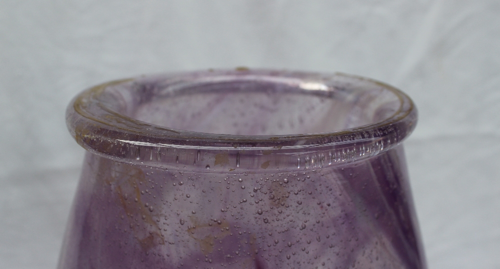 A Schneider Art glass vase, with purple swirling and bubble decoration, stencilled mark, 45cm - Image 4 of 5