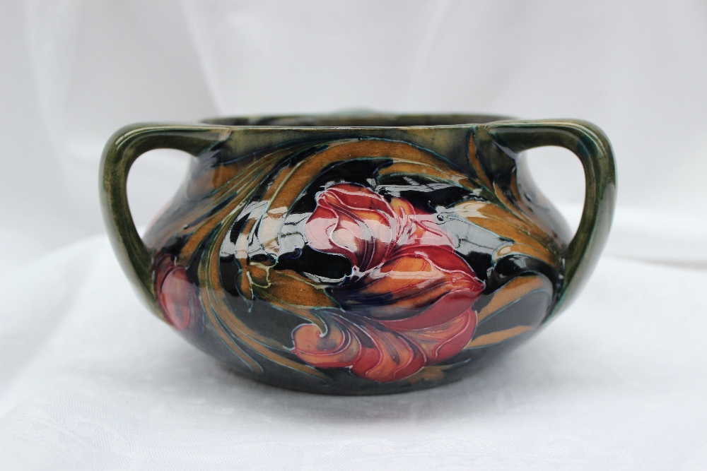 A Moorcroft Spanish pattern three handled vase of squat circular form, signature to the base and - Image 2 of 6