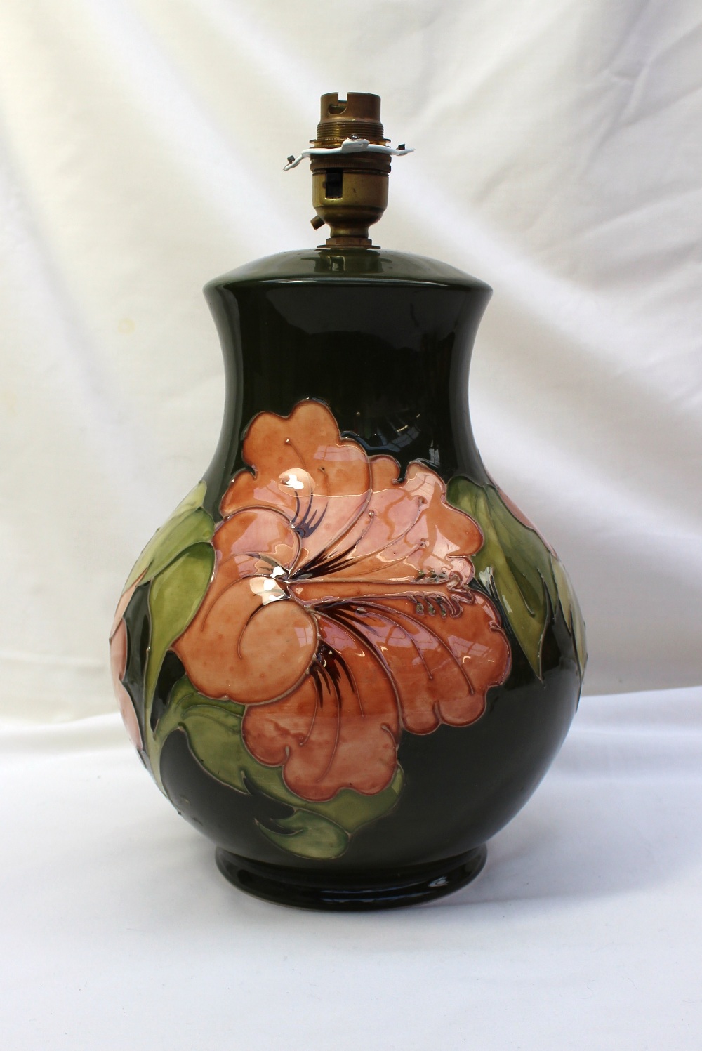 A Moorcroft Hibiscus pattern table lamp, - Image 3 of 4