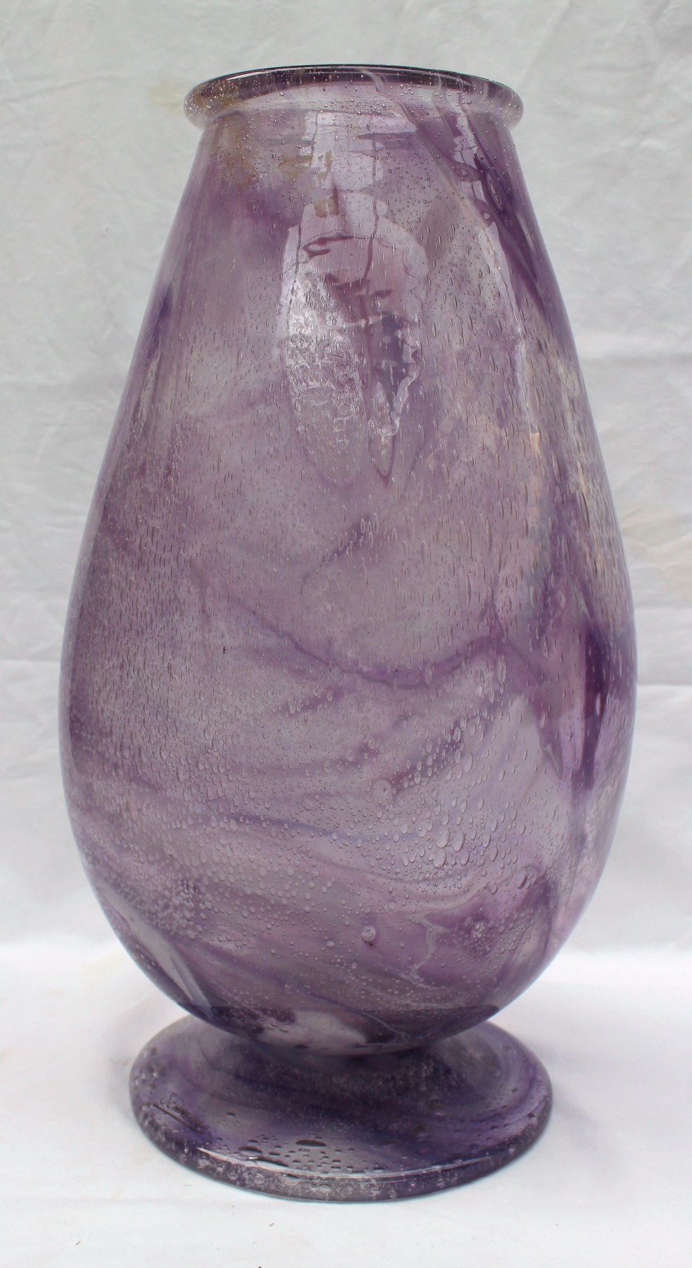 A Schneider Art glass vase, with purple swirling and bubble decoration, stencilled mark, 45cm - Image 2 of 5