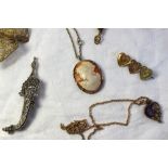 A cameo pendant together with assorted c